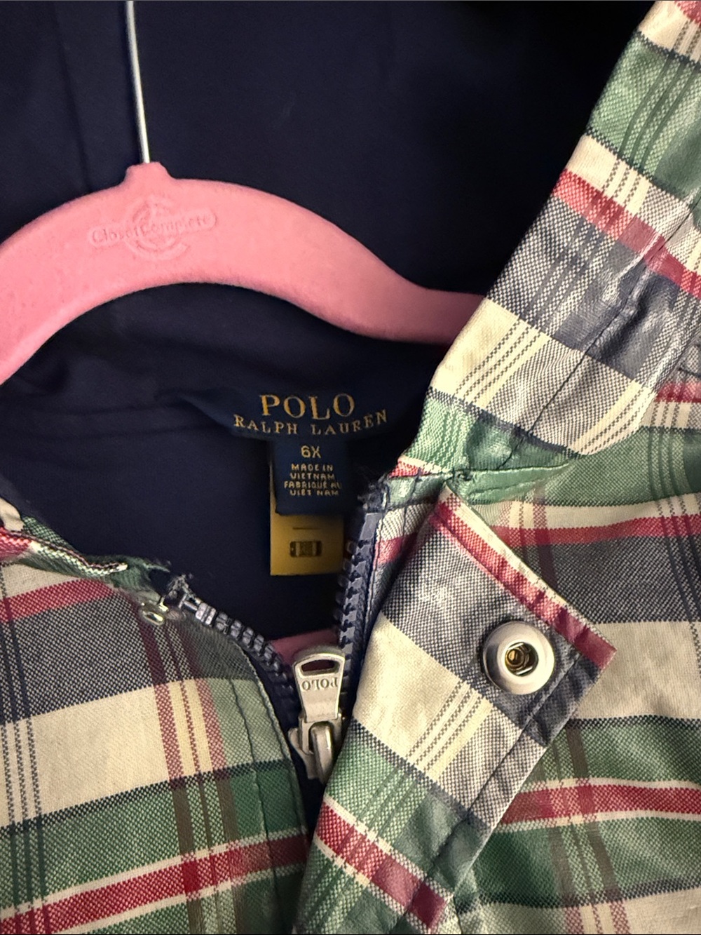 Polo by Ralph Lauren Green Red Cream Plaid Zip Jacket - Kids